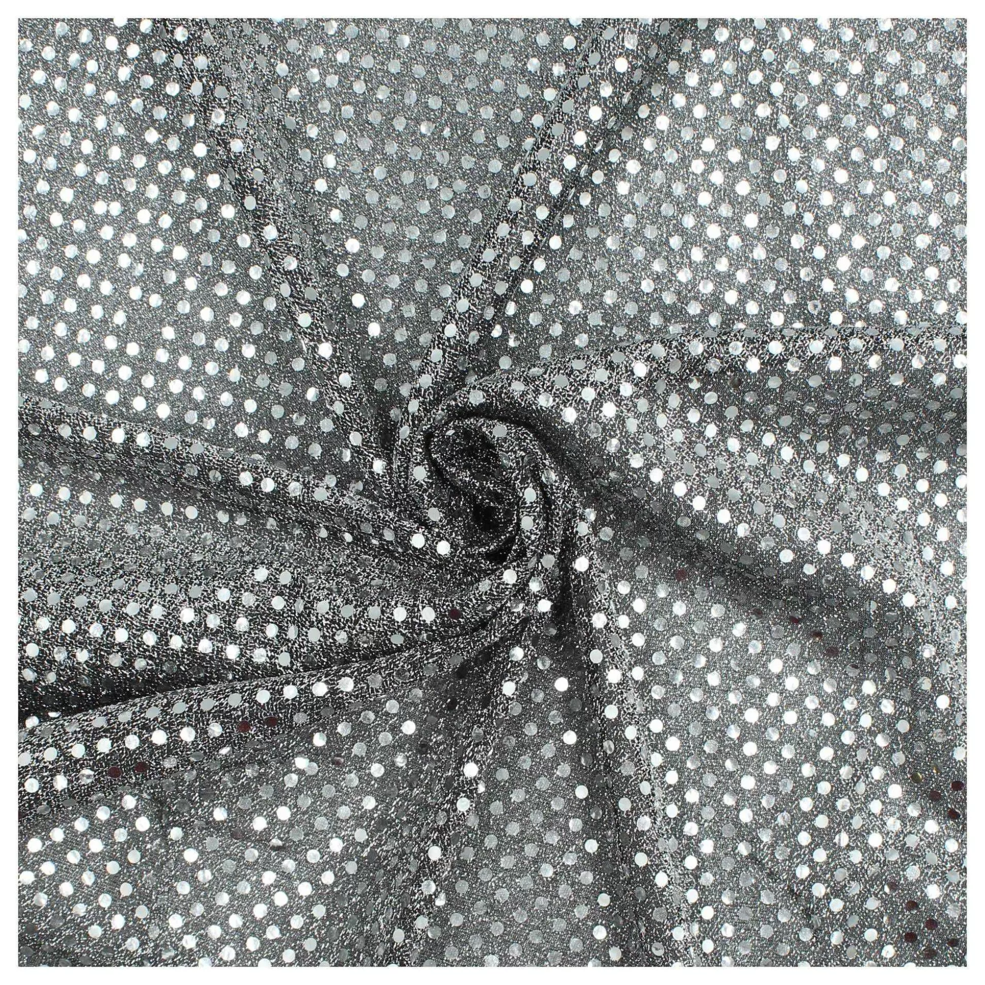 Black And Silver Sequin Polyester Jersey Fabric By The Metre-Hobbycraft Sale