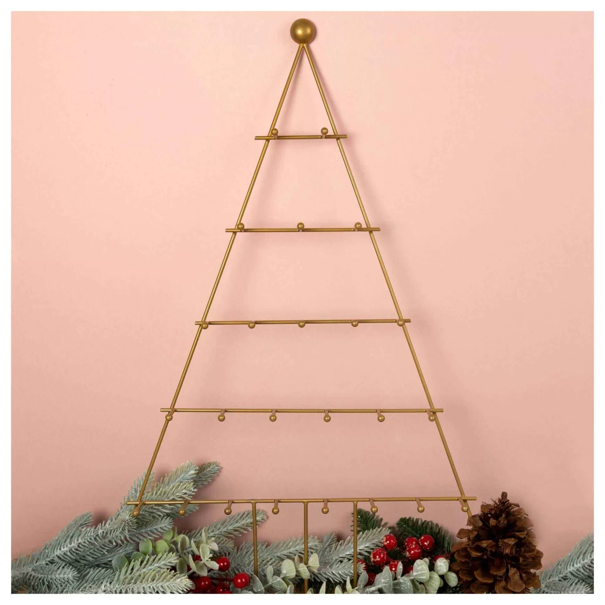 Gold Christmas Tree Wall Hanging With Hooks 55Cm X 32Cm-Hobbycraft Cheap