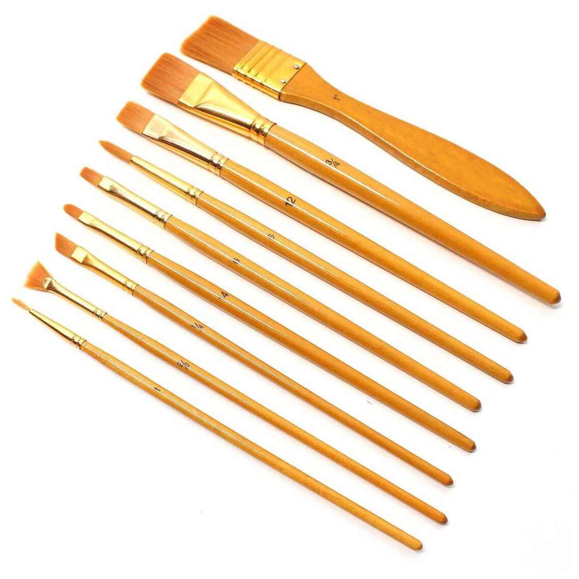 Gold Taklon Brush Set 10 Pack-Hobbycraft Fashion