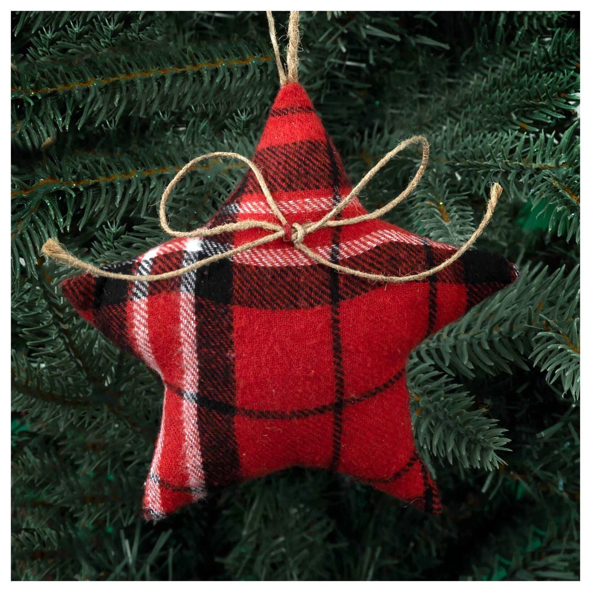 Hanging Black And Red Tartan Star Decoration 11Cm-Hobbycraft Shop