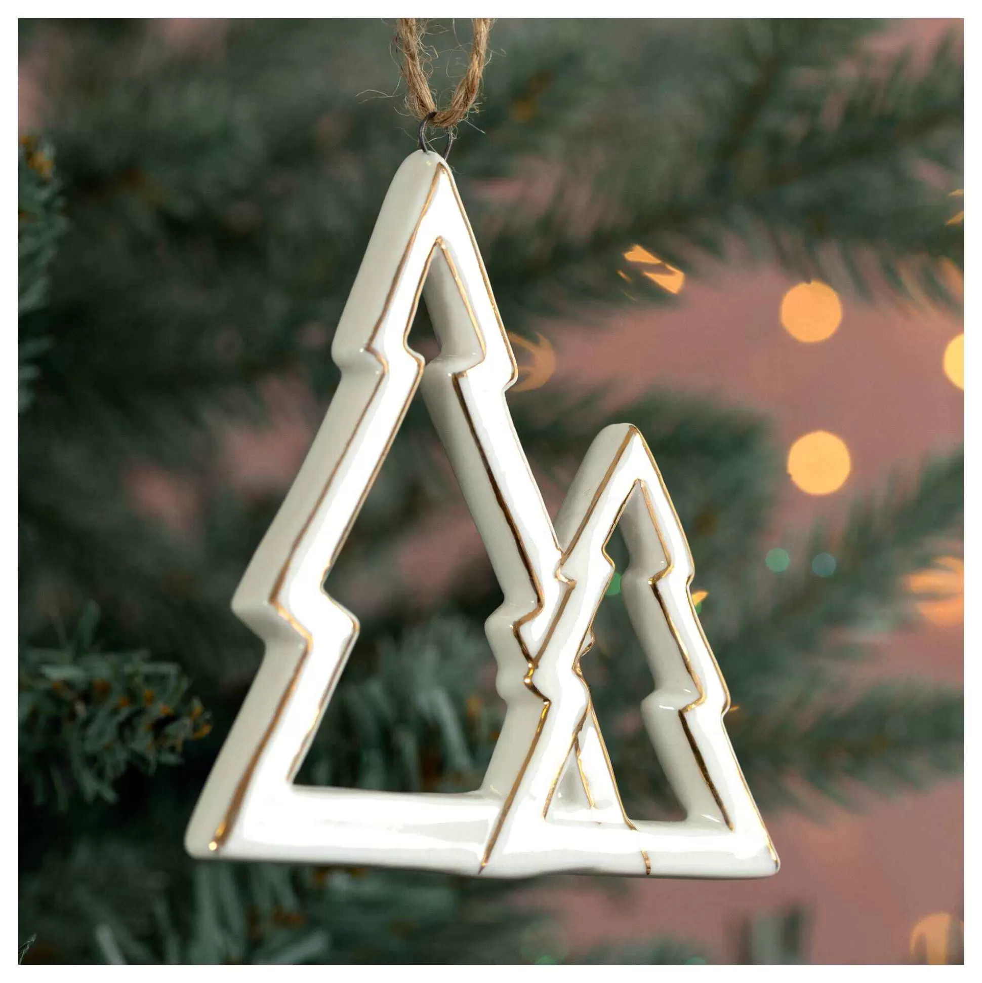 Hanging Ceramic Double Tree Outline Decoration 8Cm-Hobbycraft Cheap