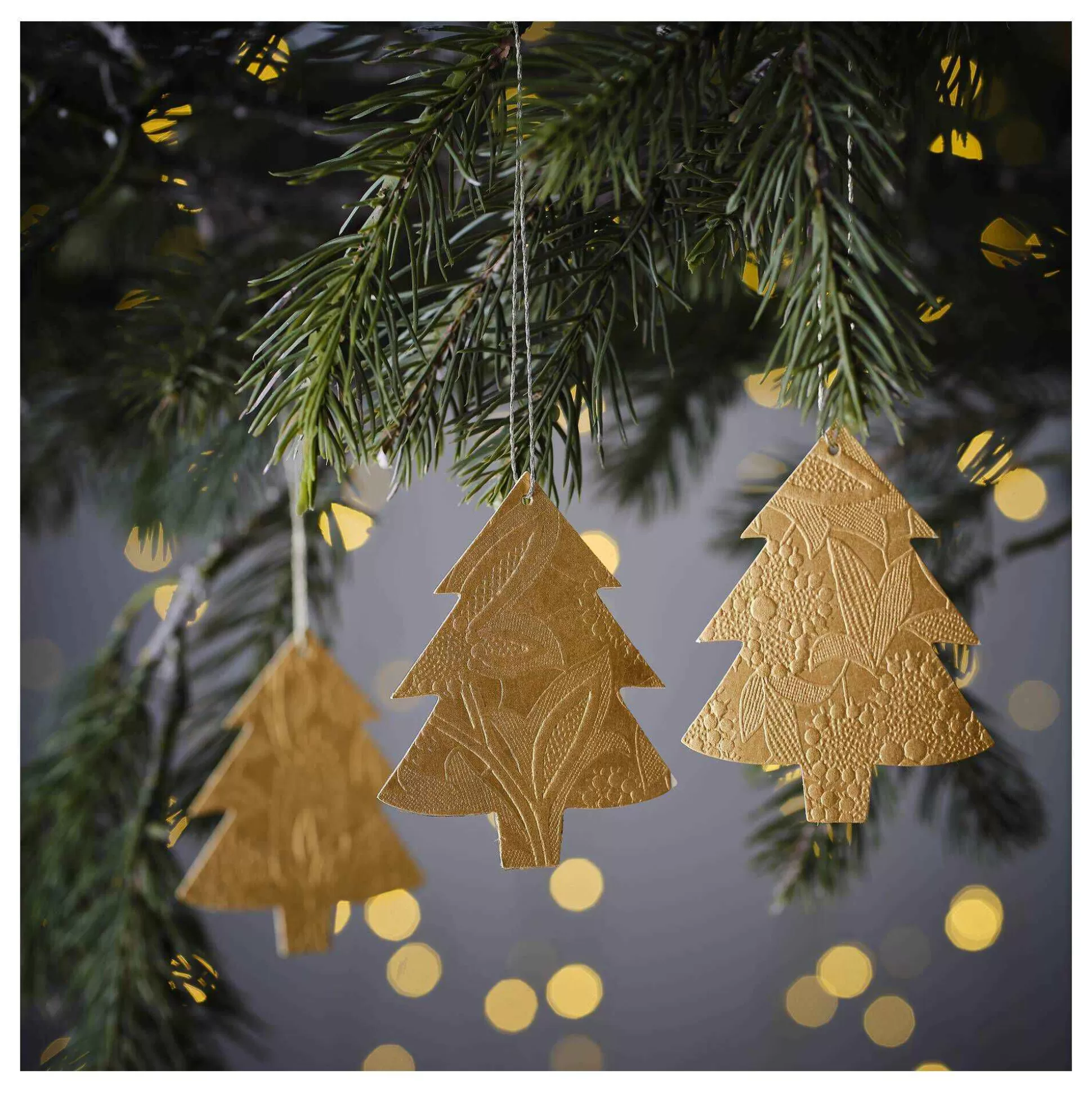 Hanging Gold Paper Tree Decorations 6 Pack-Hobbycraft Best