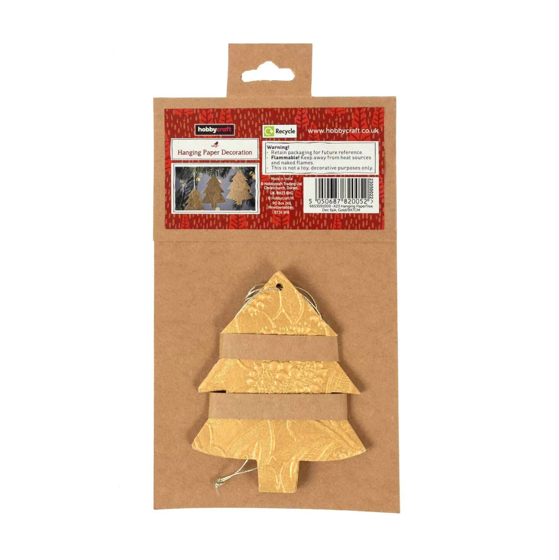 Hanging Gold Paper Tree Decorations 6 Pack-Hobbycraft Best