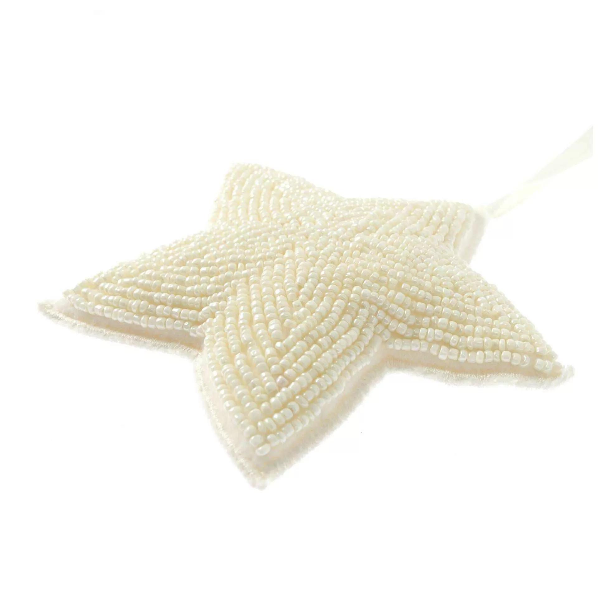 Hanging Ivory Beaded Star Decoration 10Cm-Hobbycraft Clearance