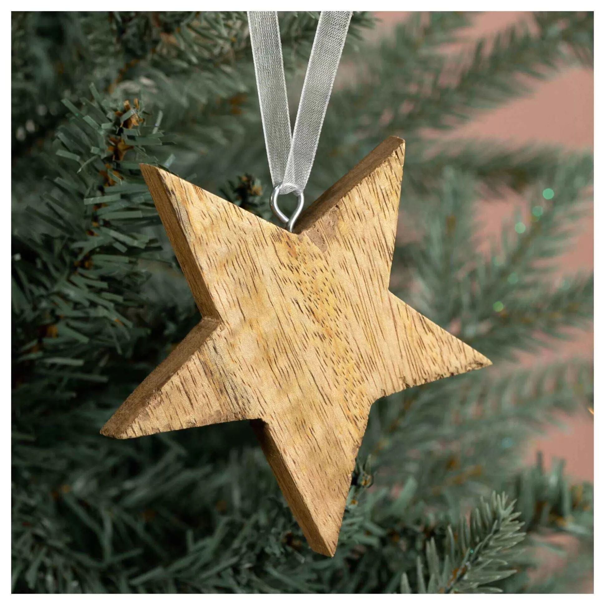 Hanging Mango Wood Star Decoration 10Cm-Hobbycraft Store