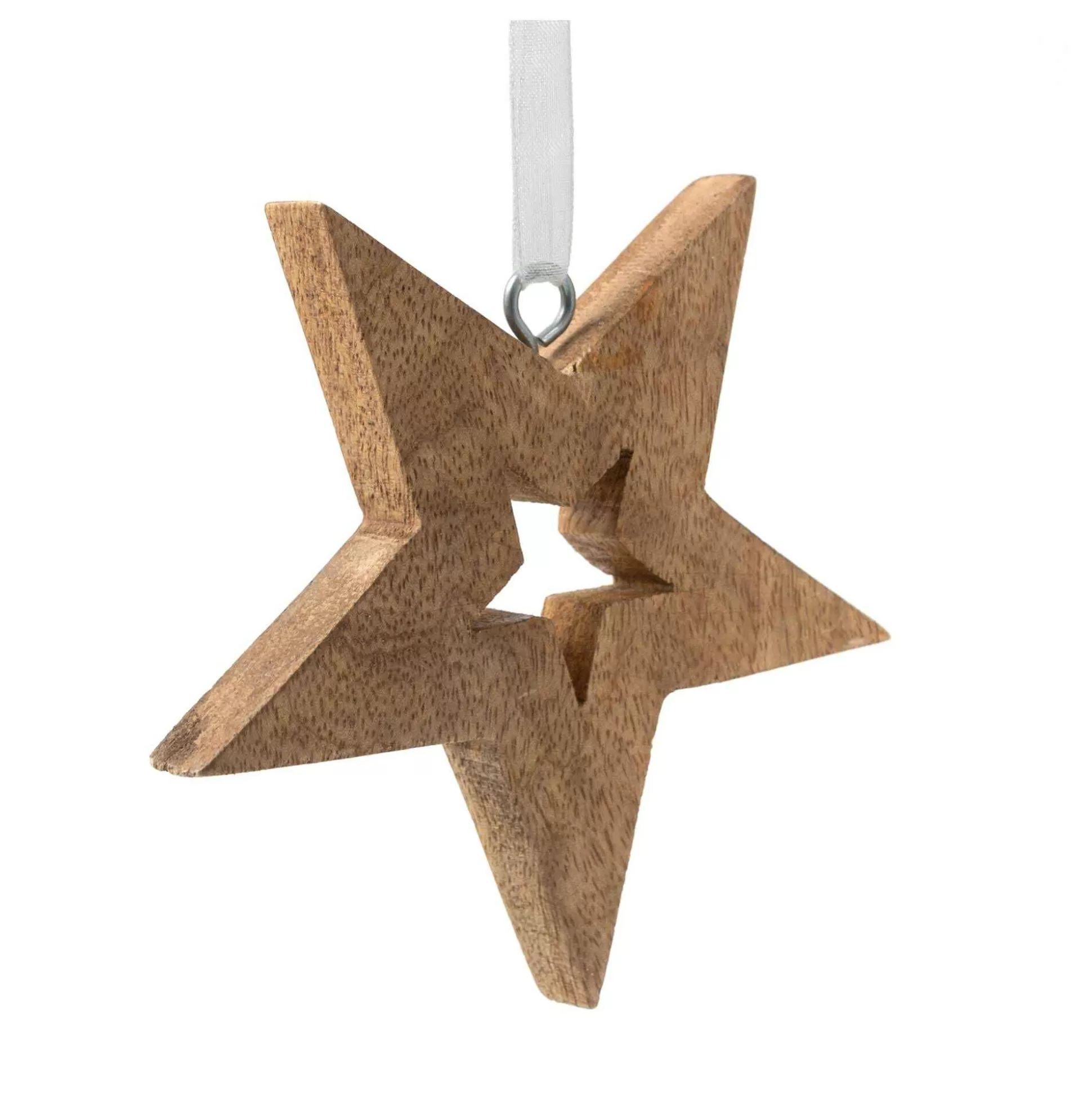 Hanging Mango Wood Star Outline Decoration 10Cm-Hobbycraft Online