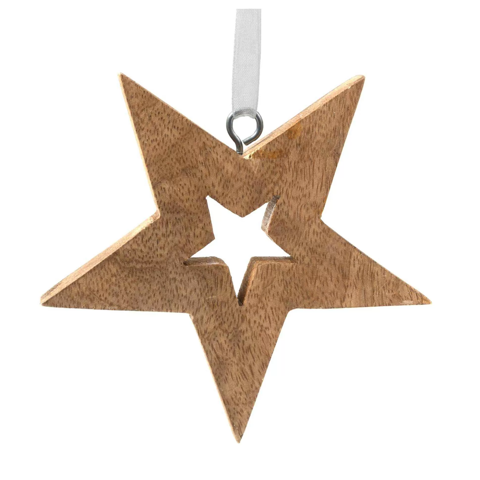 Hanging Mango Wood Star Outline Decoration 10Cm-Hobbycraft Online