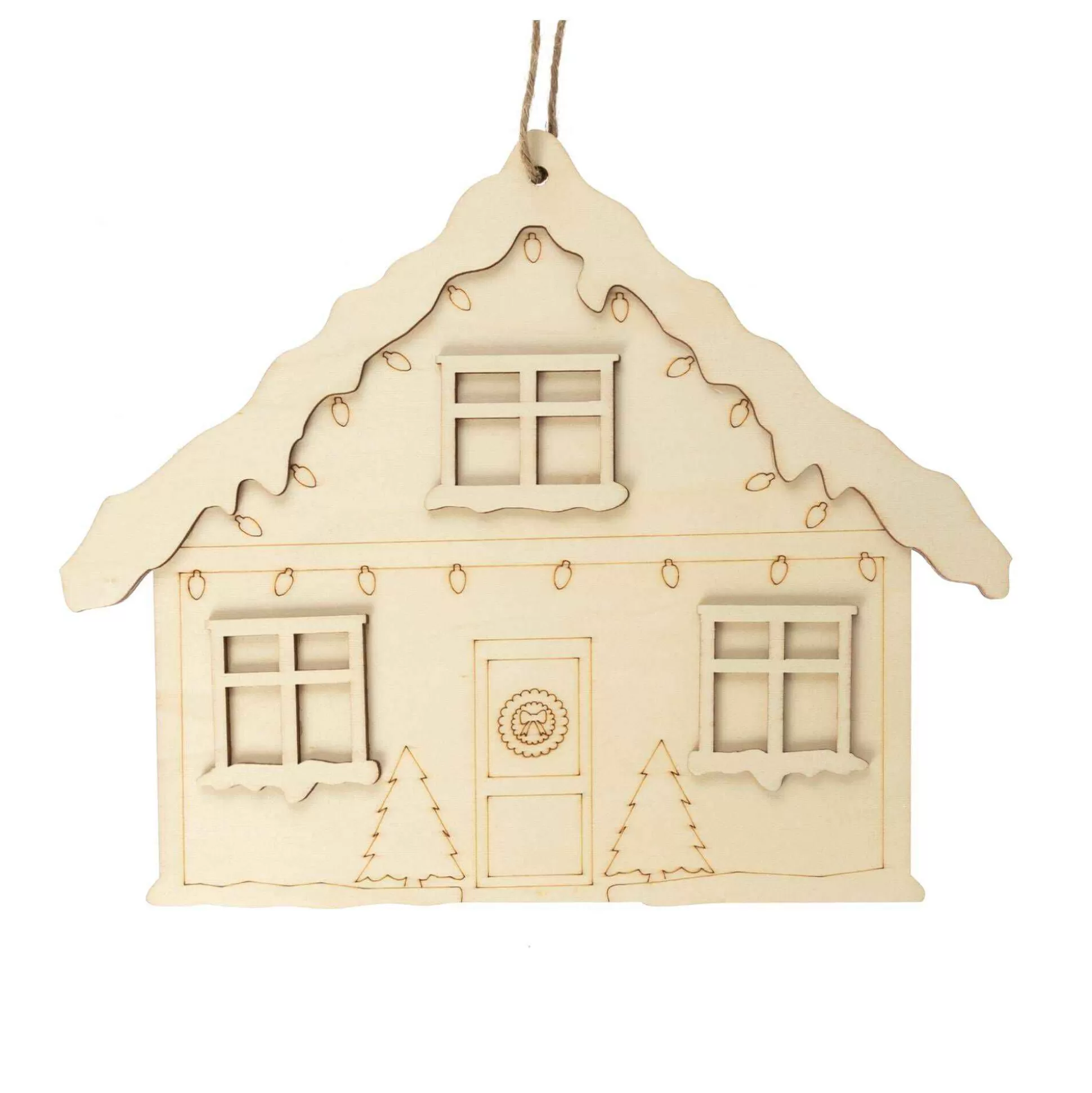 Hanging Wooden Christmas House Decoration 26.5Cm-Hobbycraft Store