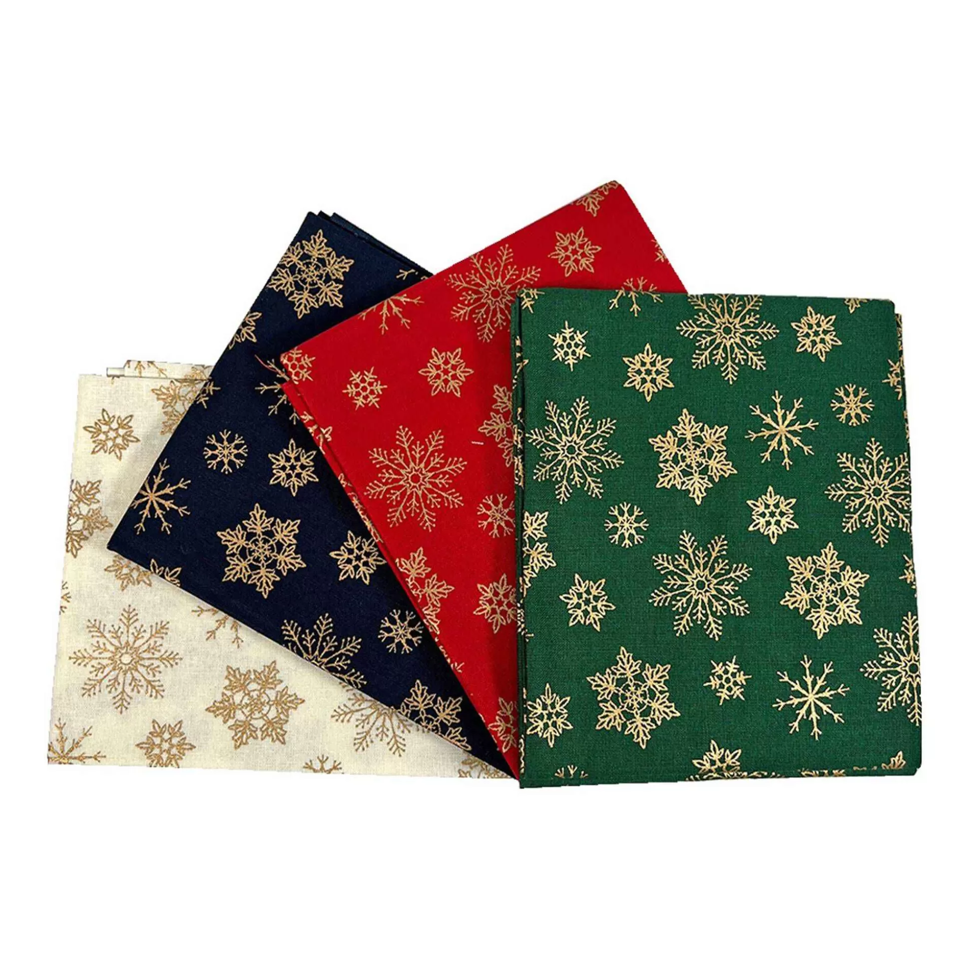 Metallic Snowflakes Cotton Fat Quarters 4 Pack-Hobbycraft Cheap