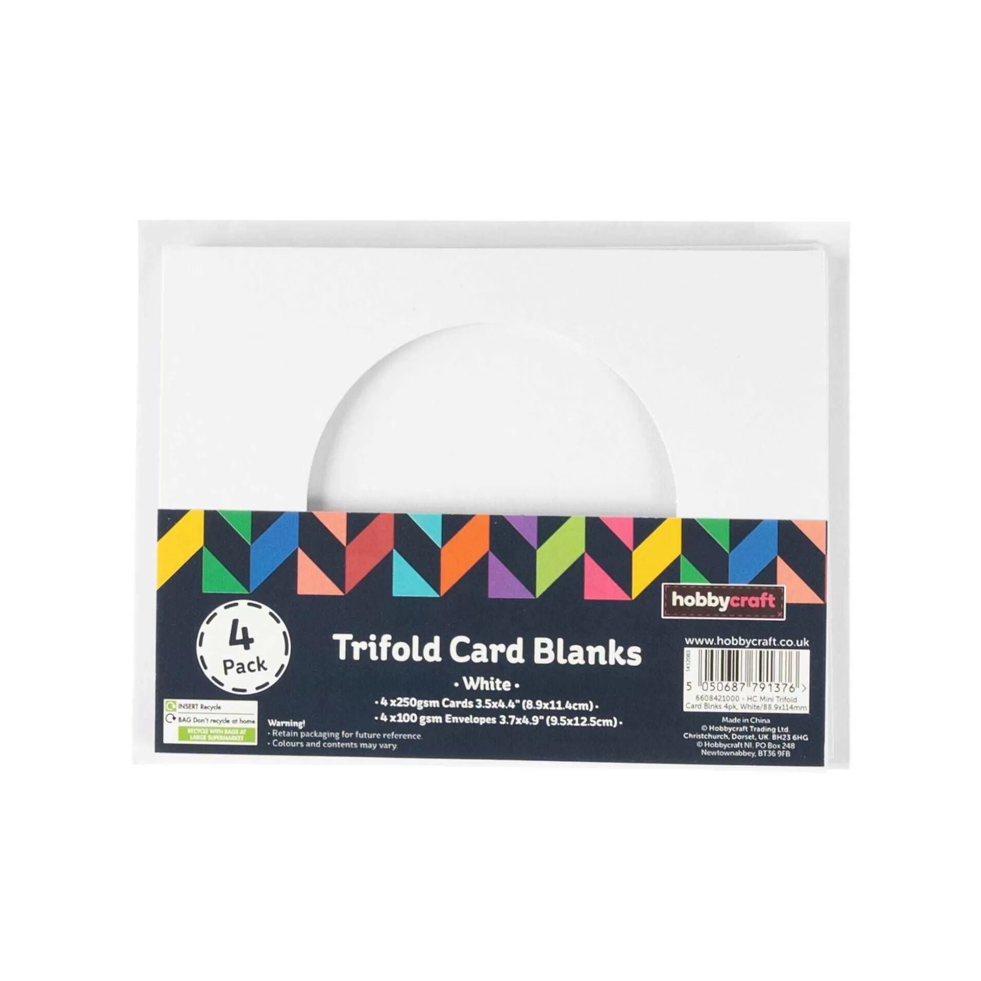 Mini White Trifold Circle Aperture Cards And Envelopes 4 Pack-Hobbycraft Online