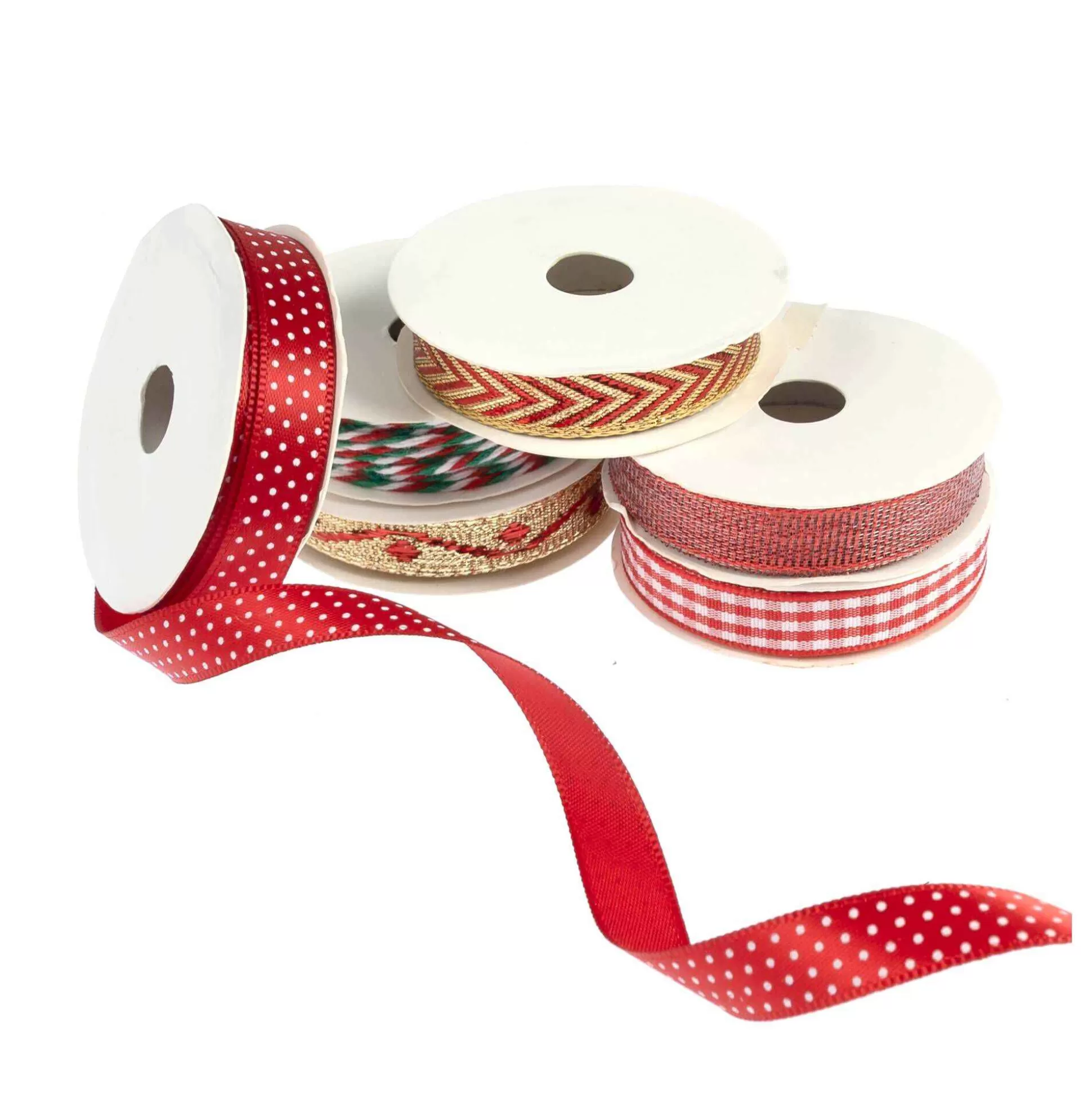 Mixed Christmas Trims And Ribbons 2M 6 Pack-Hobbycraft Outlet
