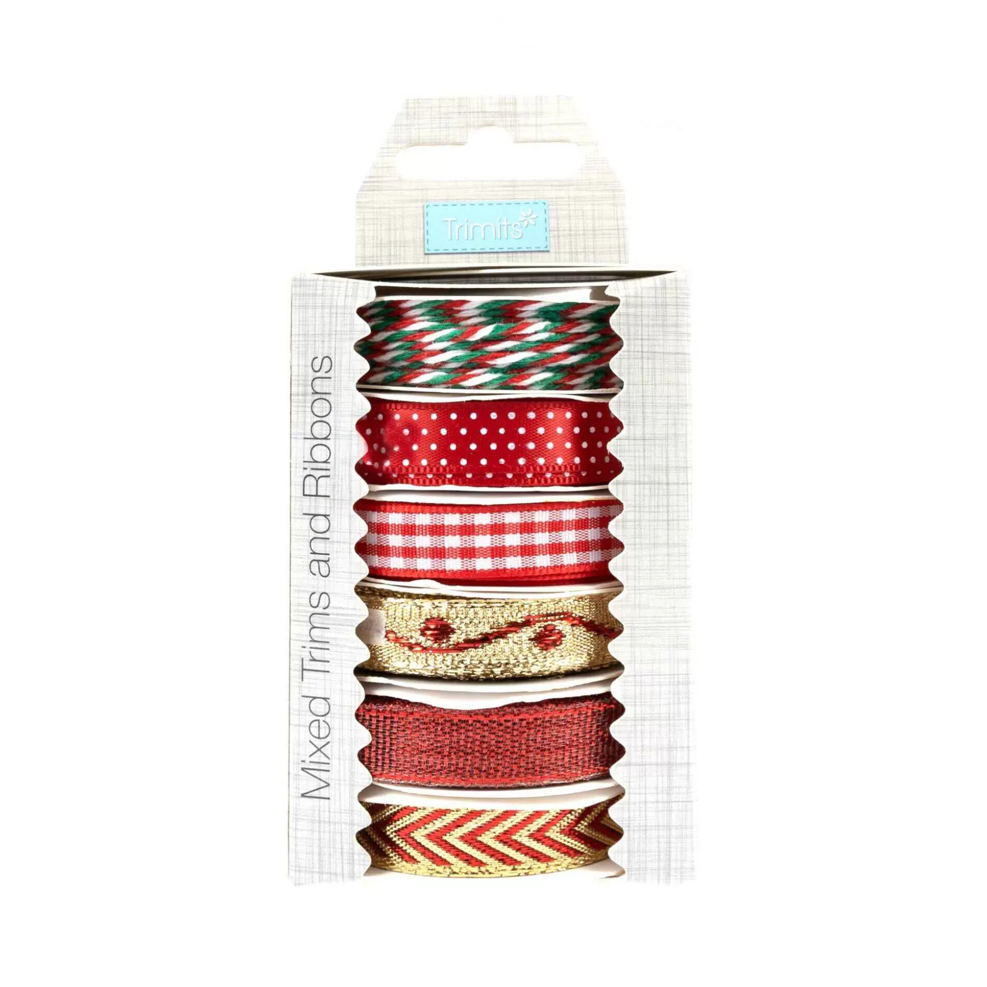 Mixed Christmas Trims And Ribbons 2M 6 Pack-Hobbycraft Outlet
