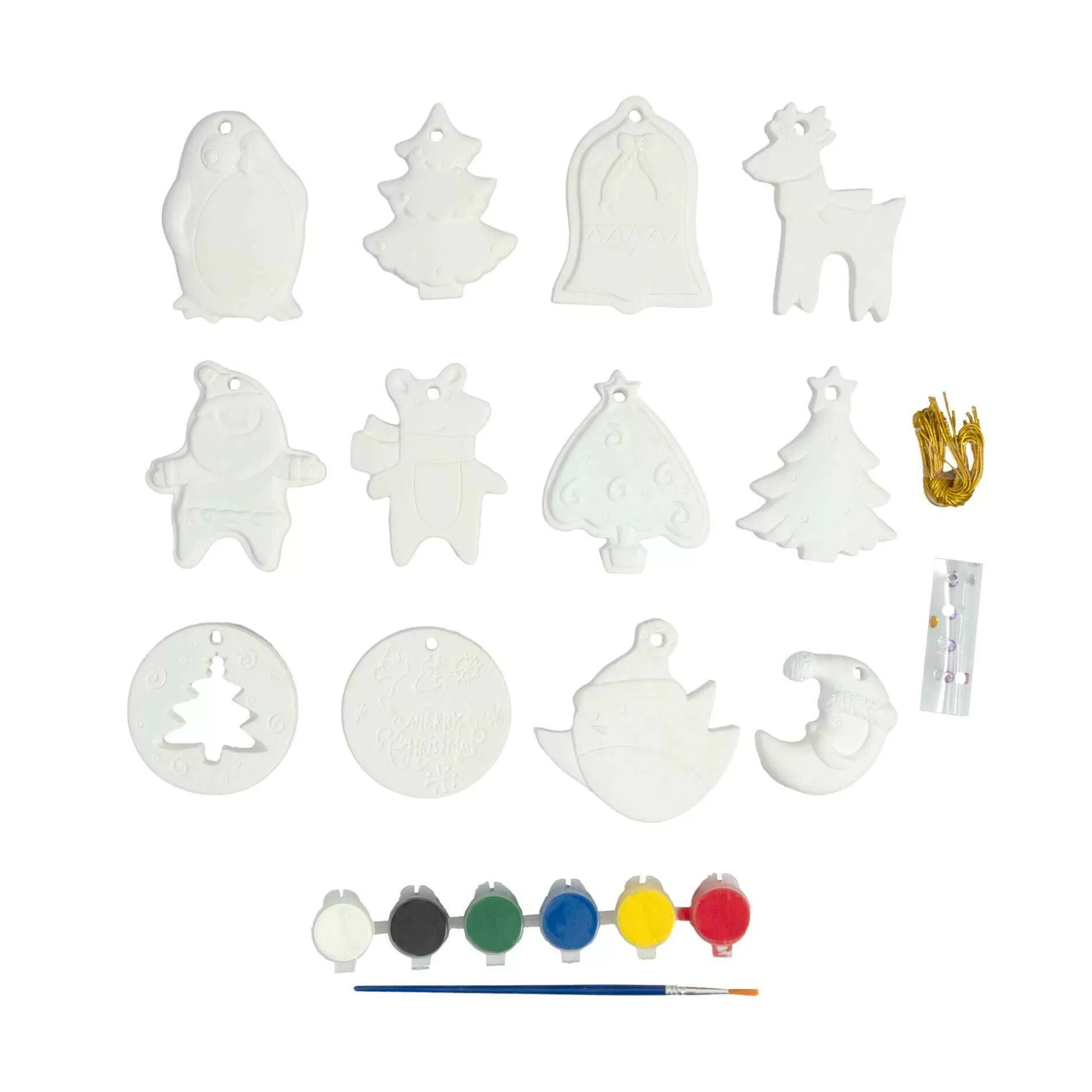 Paint Your Own Ceramic Christmas Decorations 12 Pack-Hobbycraft Hot