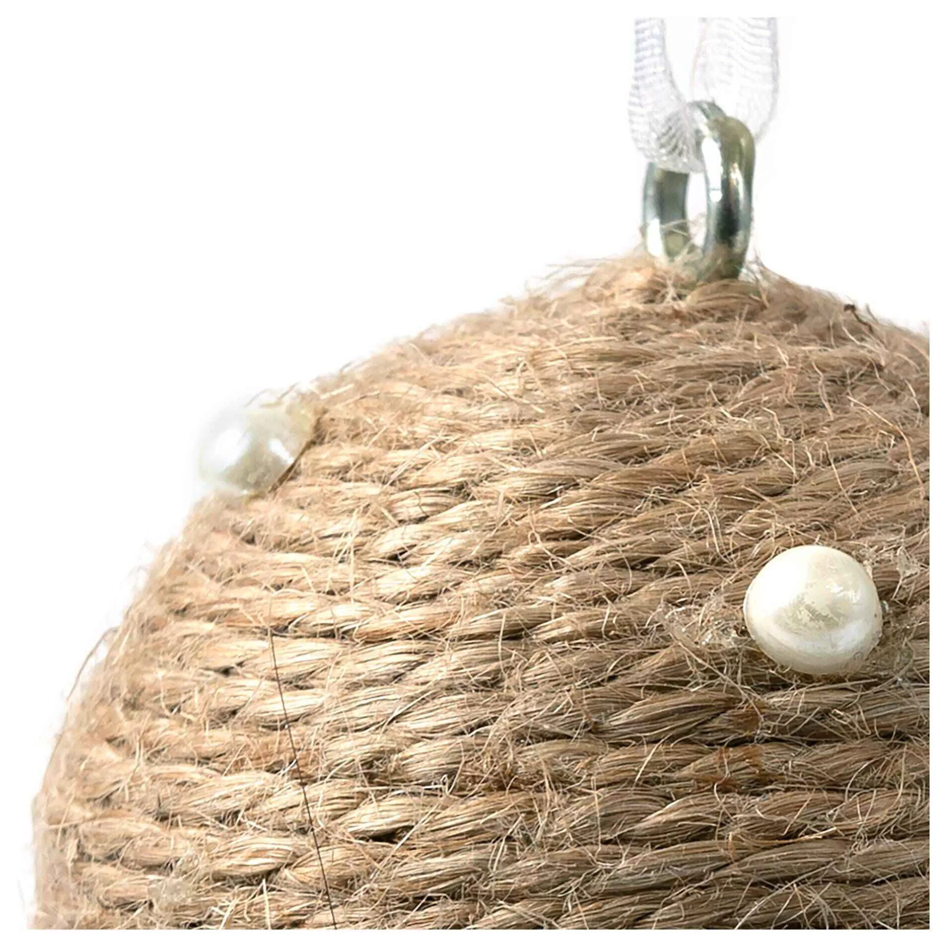 Pearl And Jute Ball Decoration 5Cm-Hobbycraft Hot