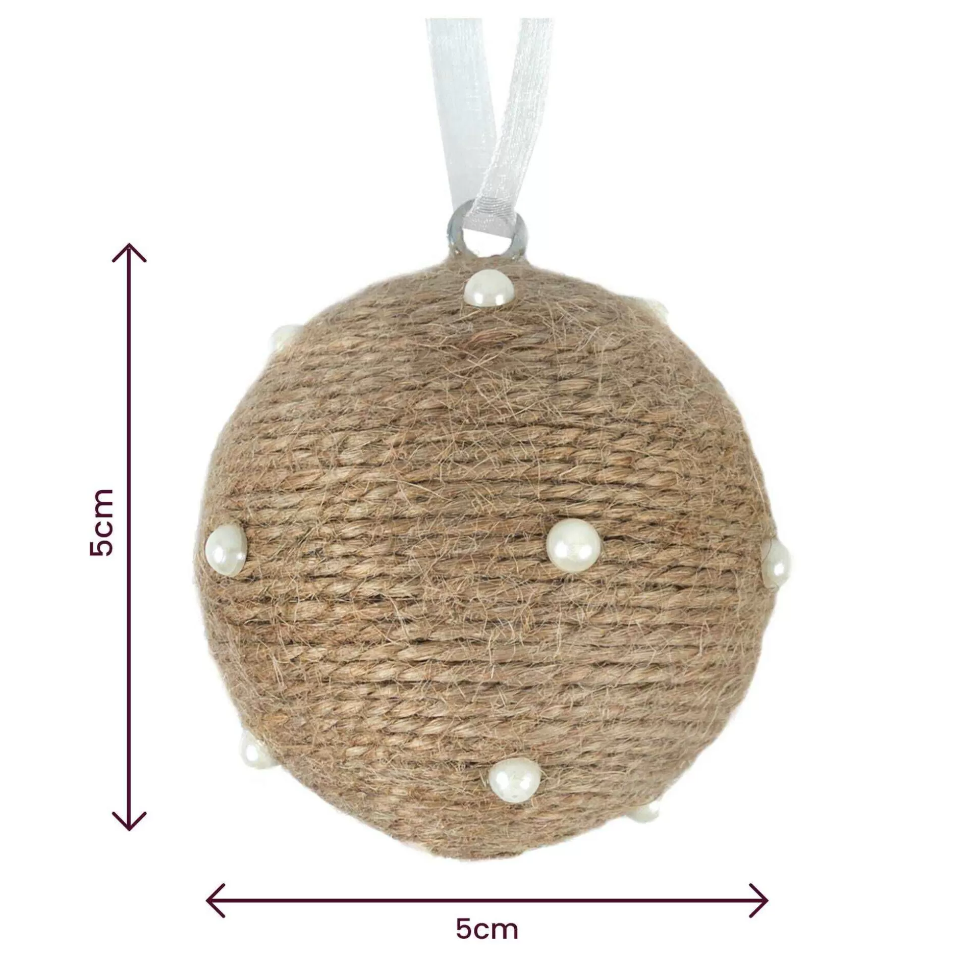 Pearl And Jute Ball Decoration 5Cm-Hobbycraft Hot