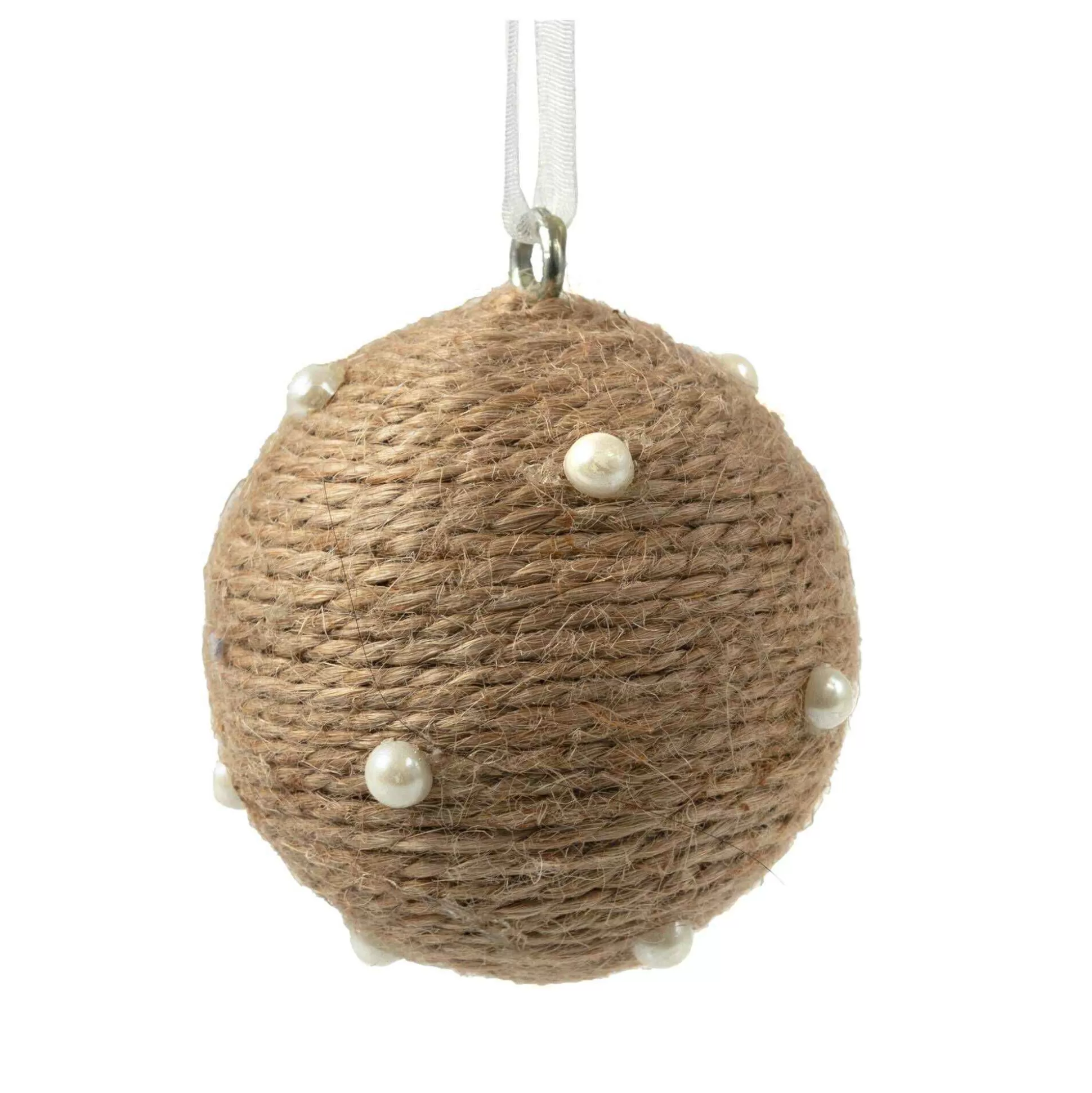 Pearl And Jute Ball Decoration 7.5Cm-Hobbycraft Fashion