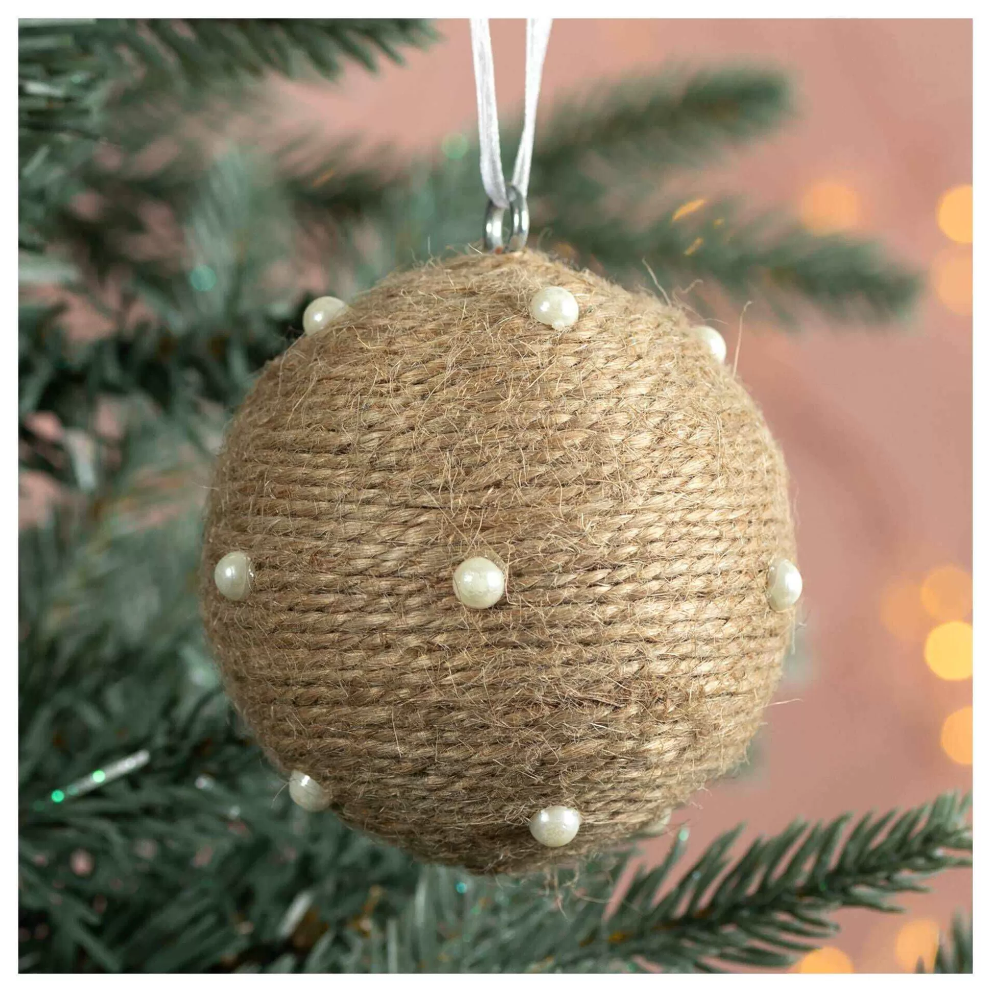 Pearl And Jute Ball Decoration 7.5Cm-Hobbycraft Fashion