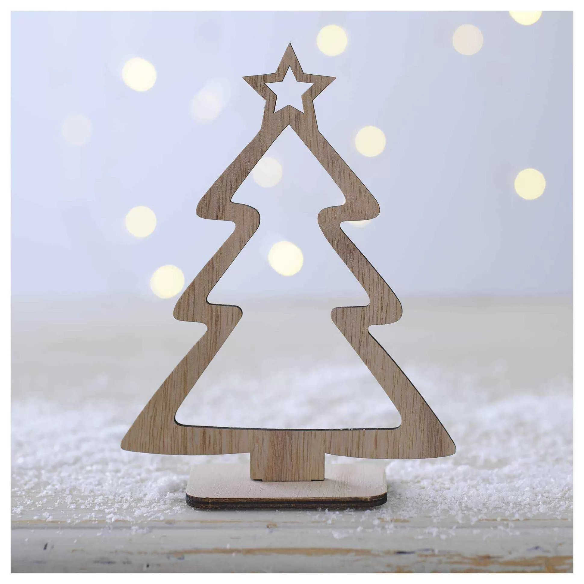 Plywood Standing Tree With Star Decoration 18Cm-Hobbycraft New