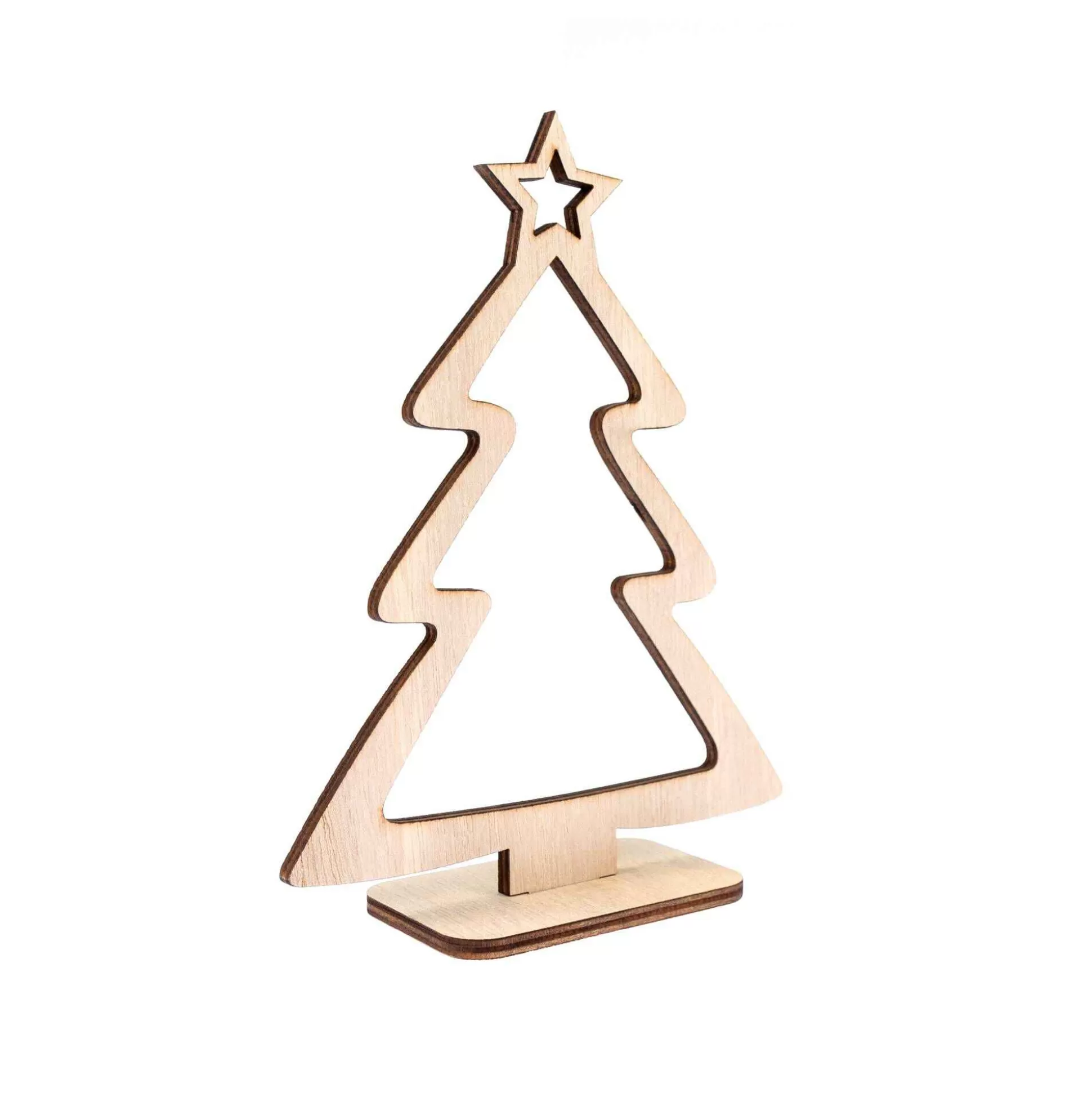 Plywood Standing Tree With Star Decoration 18Cm-Hobbycraft New