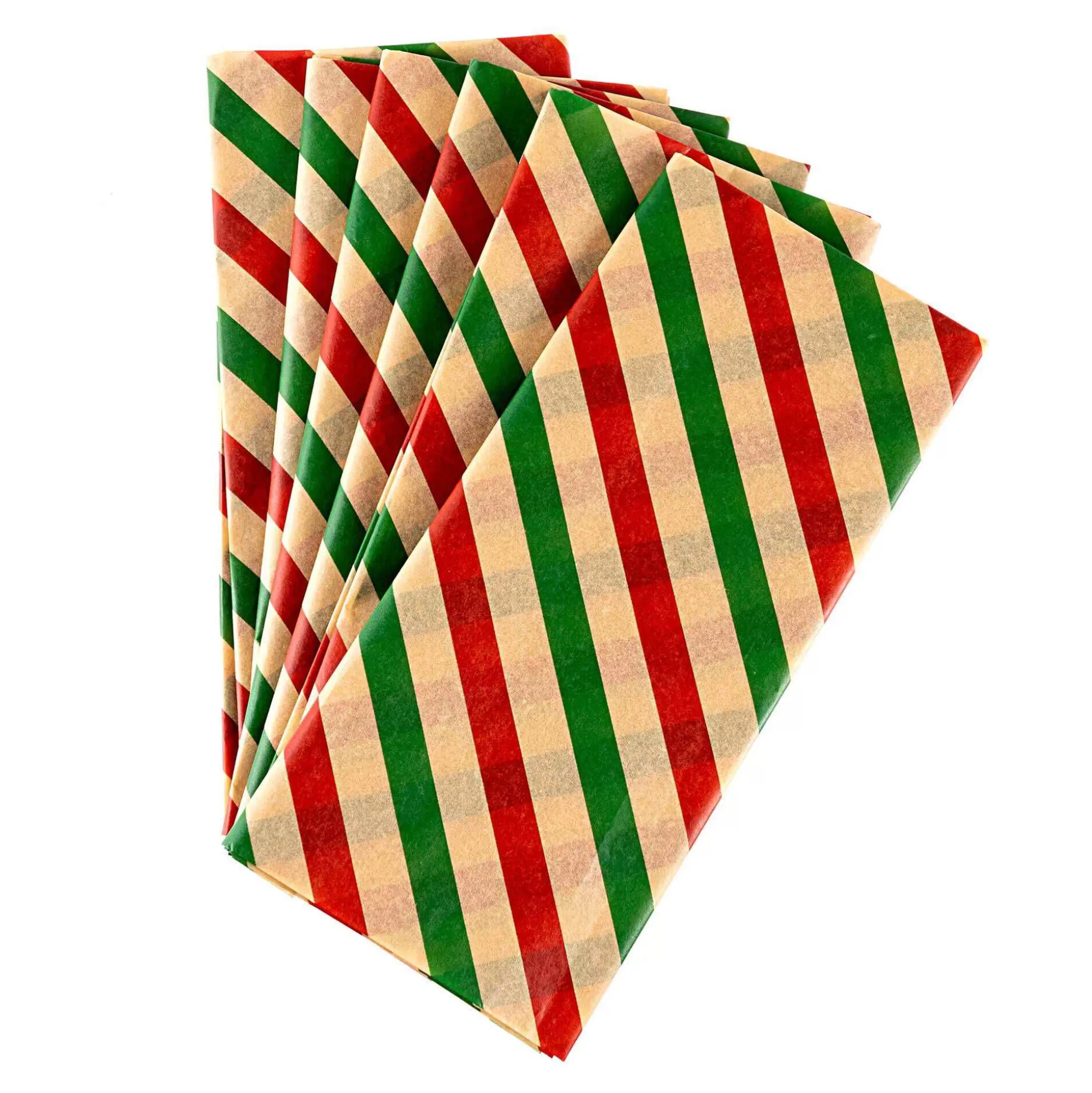 Red And Green Striped Tissue Paper 50Cm X 75Cm 6 Pack-Hobbycraft Hot