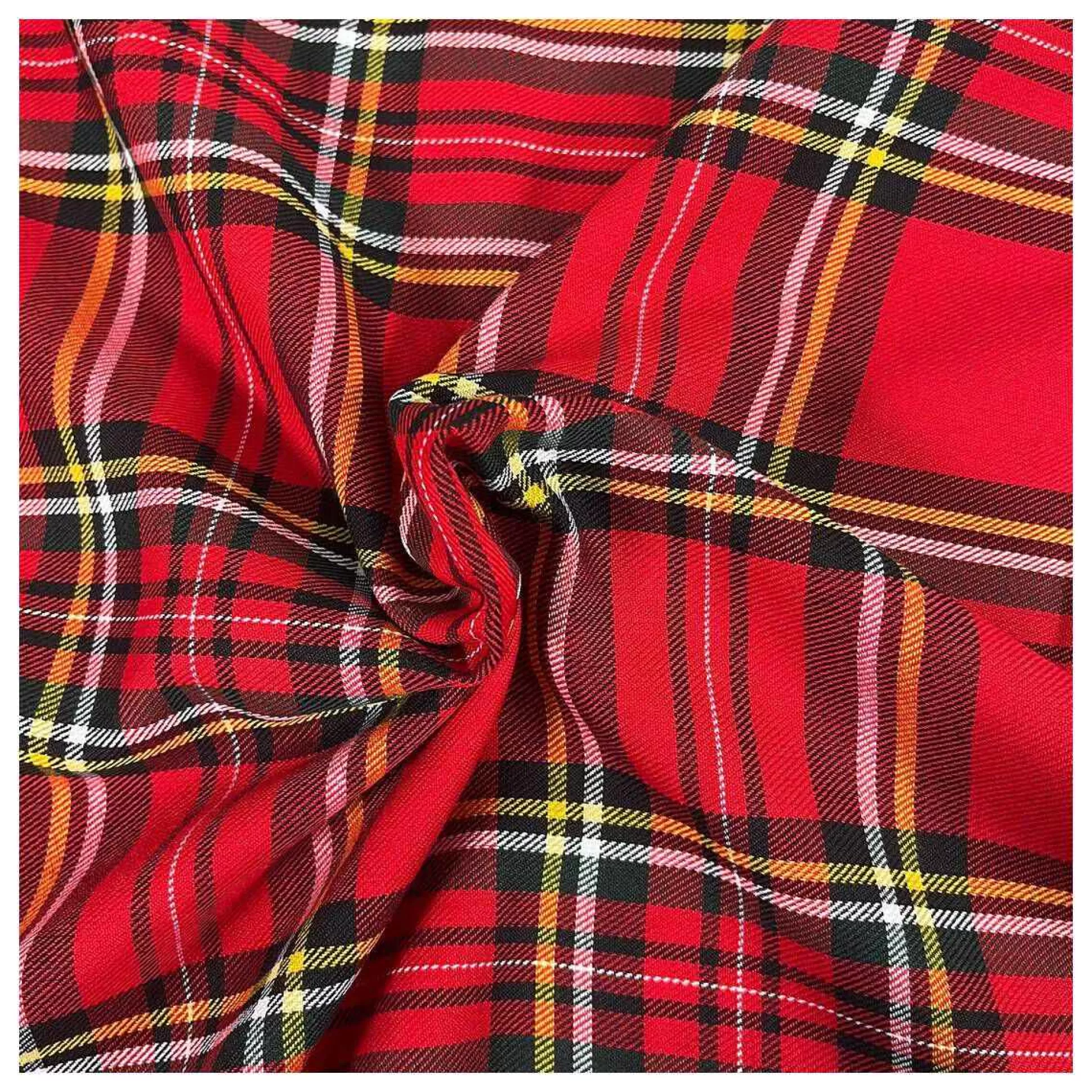 Red And Yellow Poly Viscose Tartan Fabric By The Metre-Hobbycraft Online