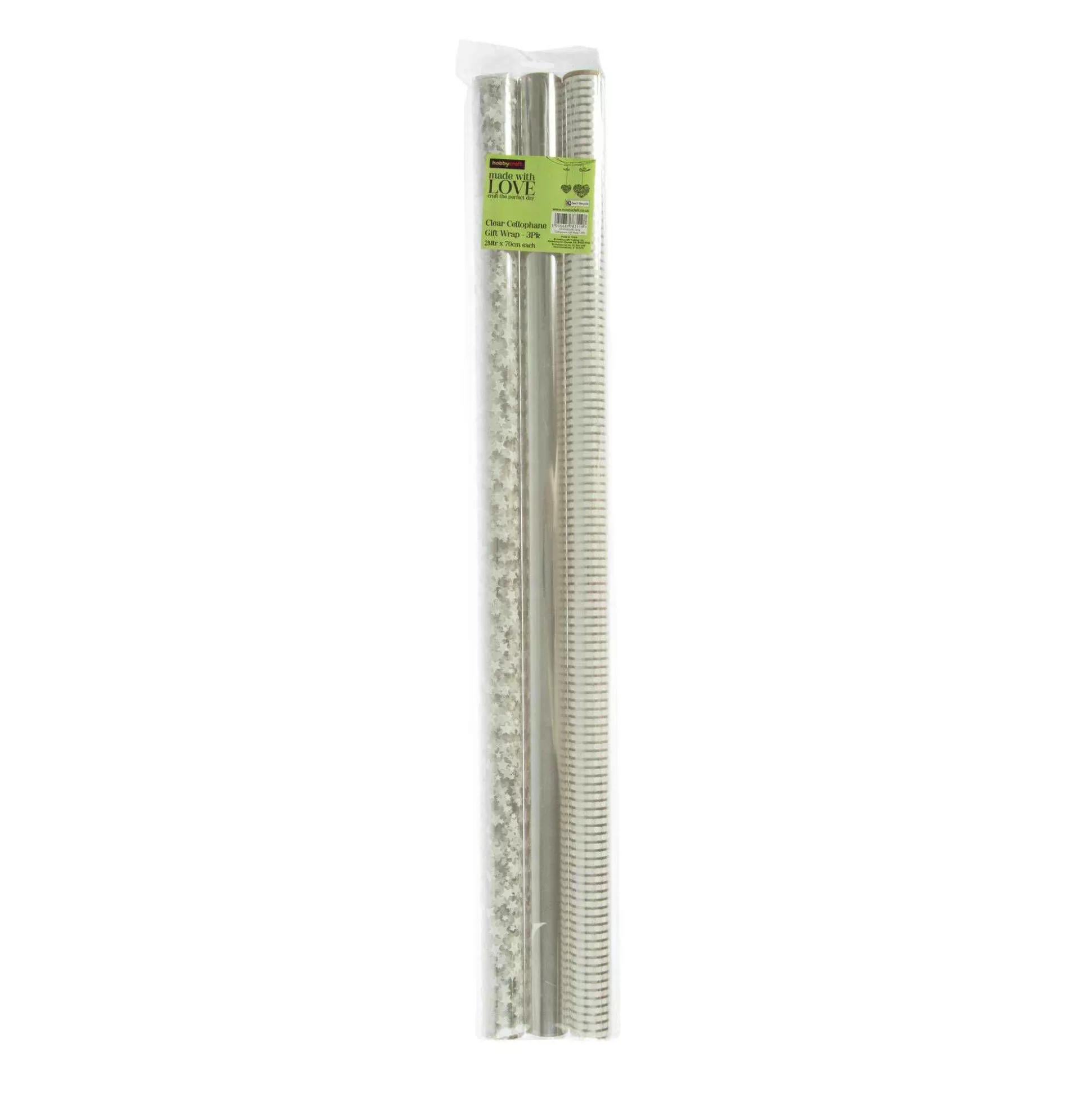 Stars And Spots Cellophane Wrap 2M 3 Pack-Hobbycraft Clearance