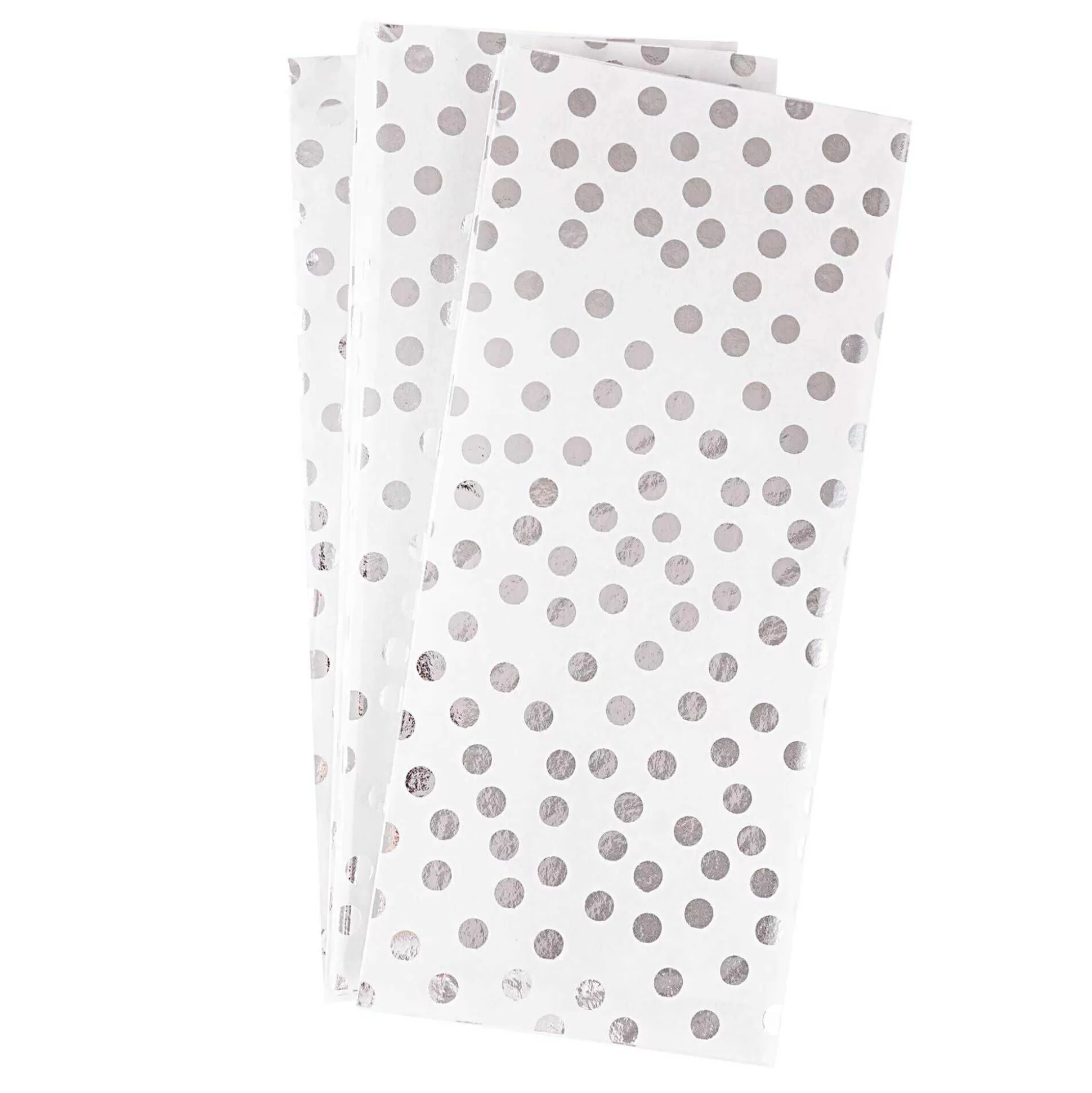 White And Silver Dots Tissue Paper 50Cm X 75Cm 3 Pack-Hobbycraft Hot
