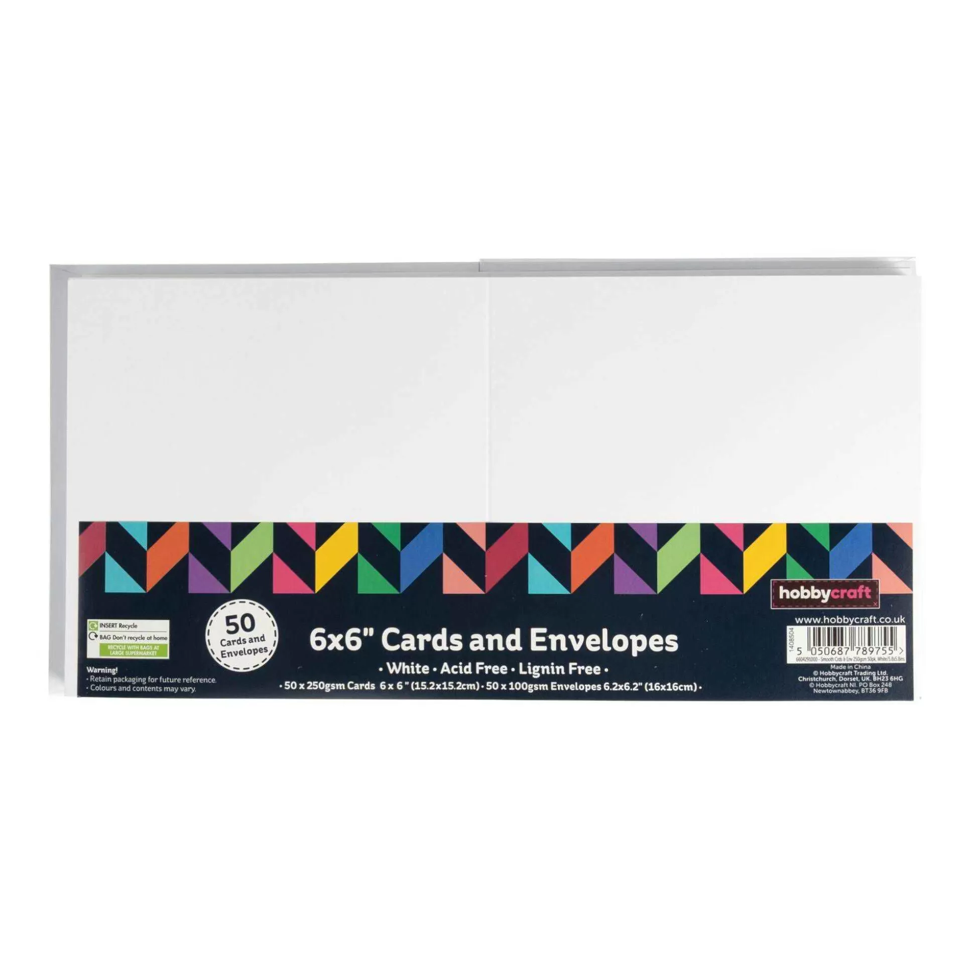 White Cards And Envelopes 6 X 6 Inches 50 Pack-Hobbycraft Hot