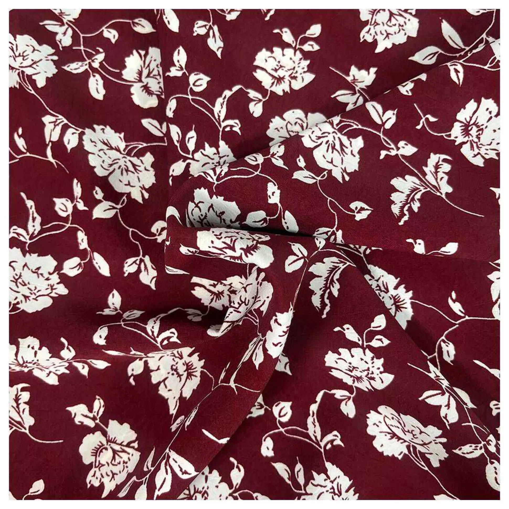 Wine And White Floral Crinkle Print Fabric By The Metre-Hobbycraft Flash Sale
